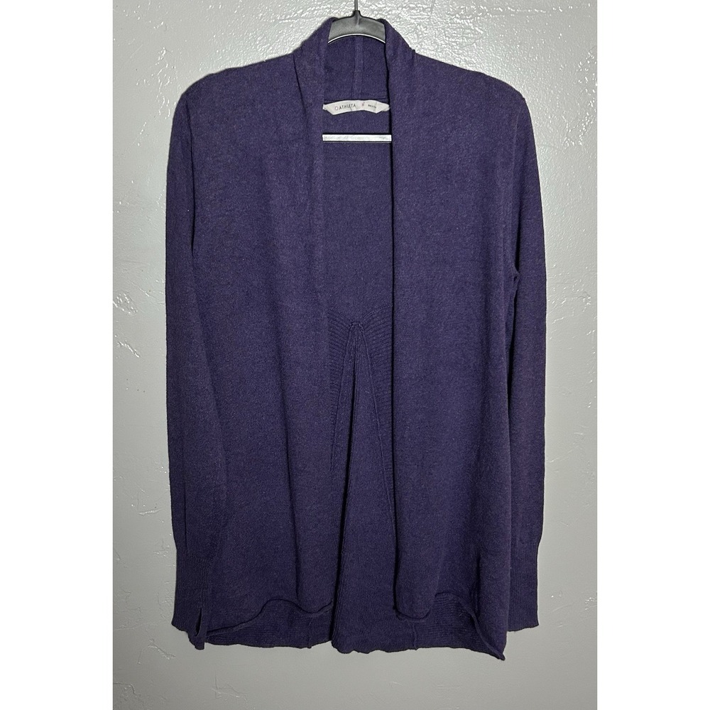 Athleta Women's Purple Open‎ Cardigan Cotton Cashmere Blend Size M Long Sleeve